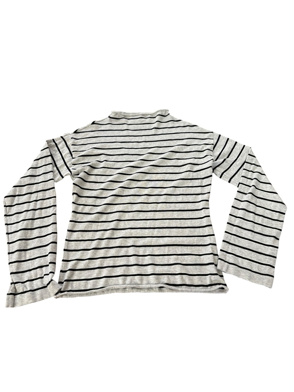 Massimo Dutti Gray Black Striped Long Sleeve Mock Neck Top Small EUC